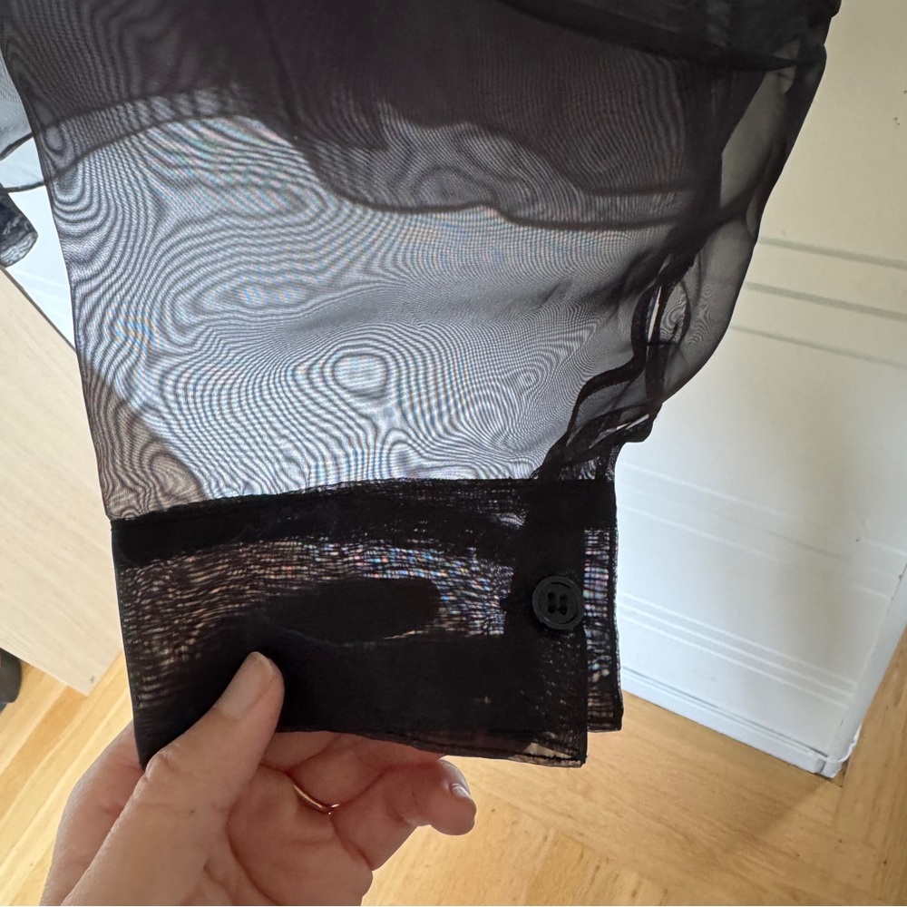 Black Sheer Button Down Blouse - image 6